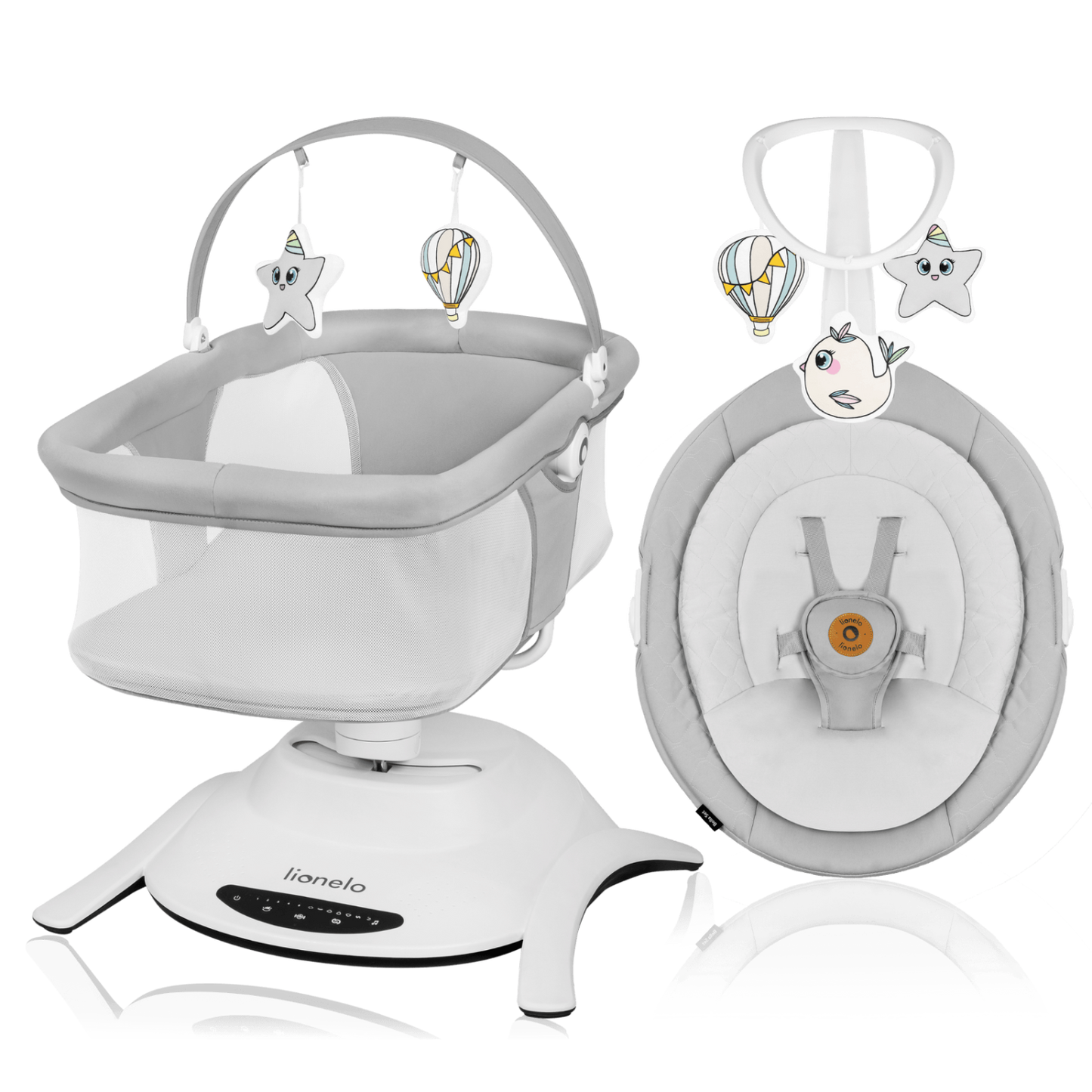 Lionelo - Otroški gugalnik Bella Grey Concrete - Set (2v1)