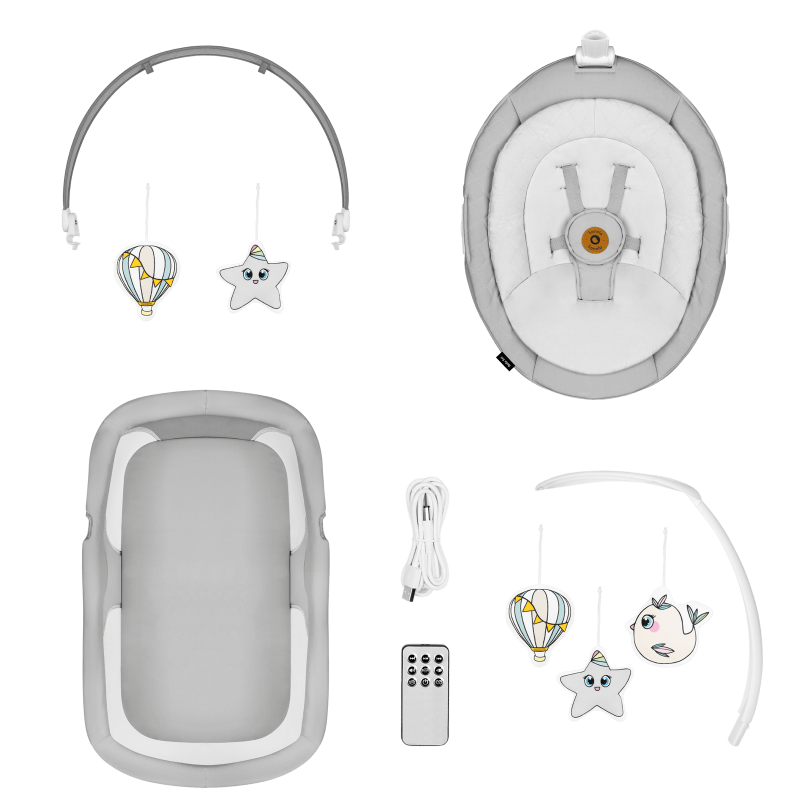 Lionelo - Otroški gugalnik Bella Grey Concrete - Set (2v1)